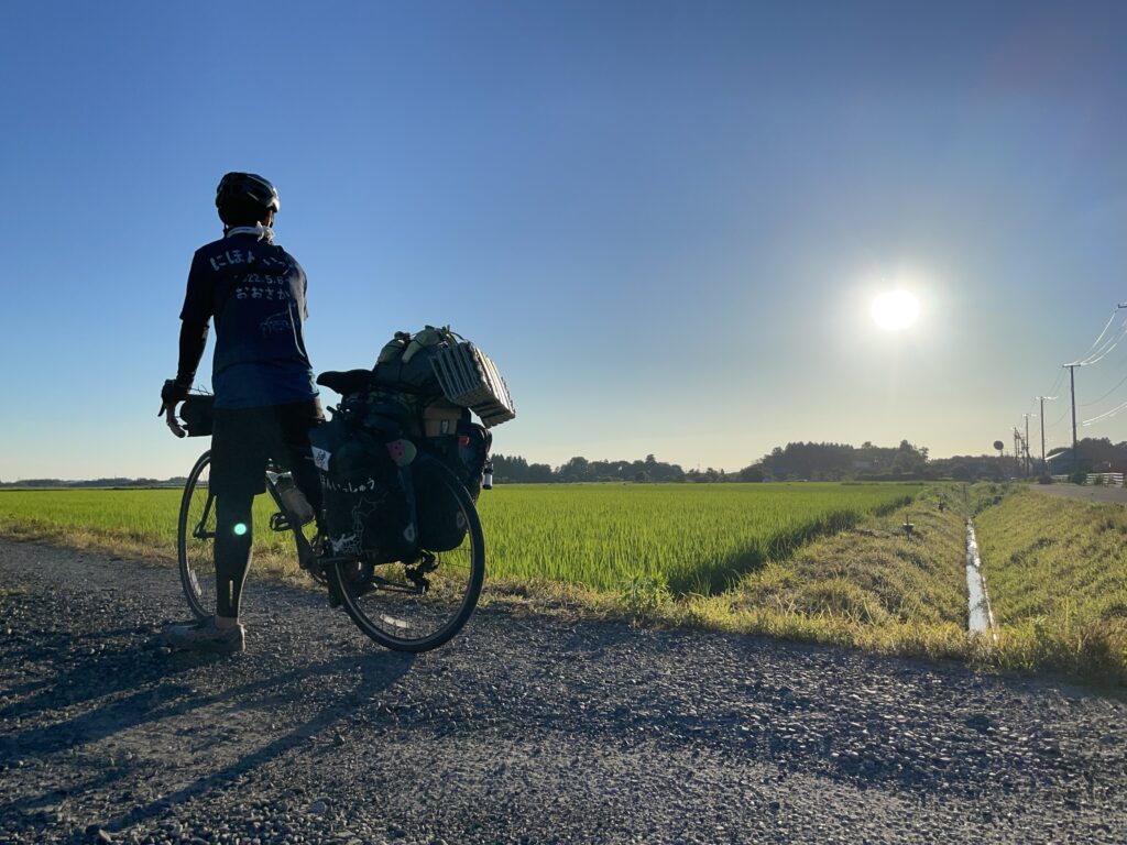 新潟の田んぼと自転車自撮り
