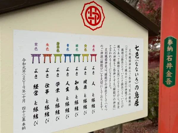 足利織姫神社の七色の鳥居