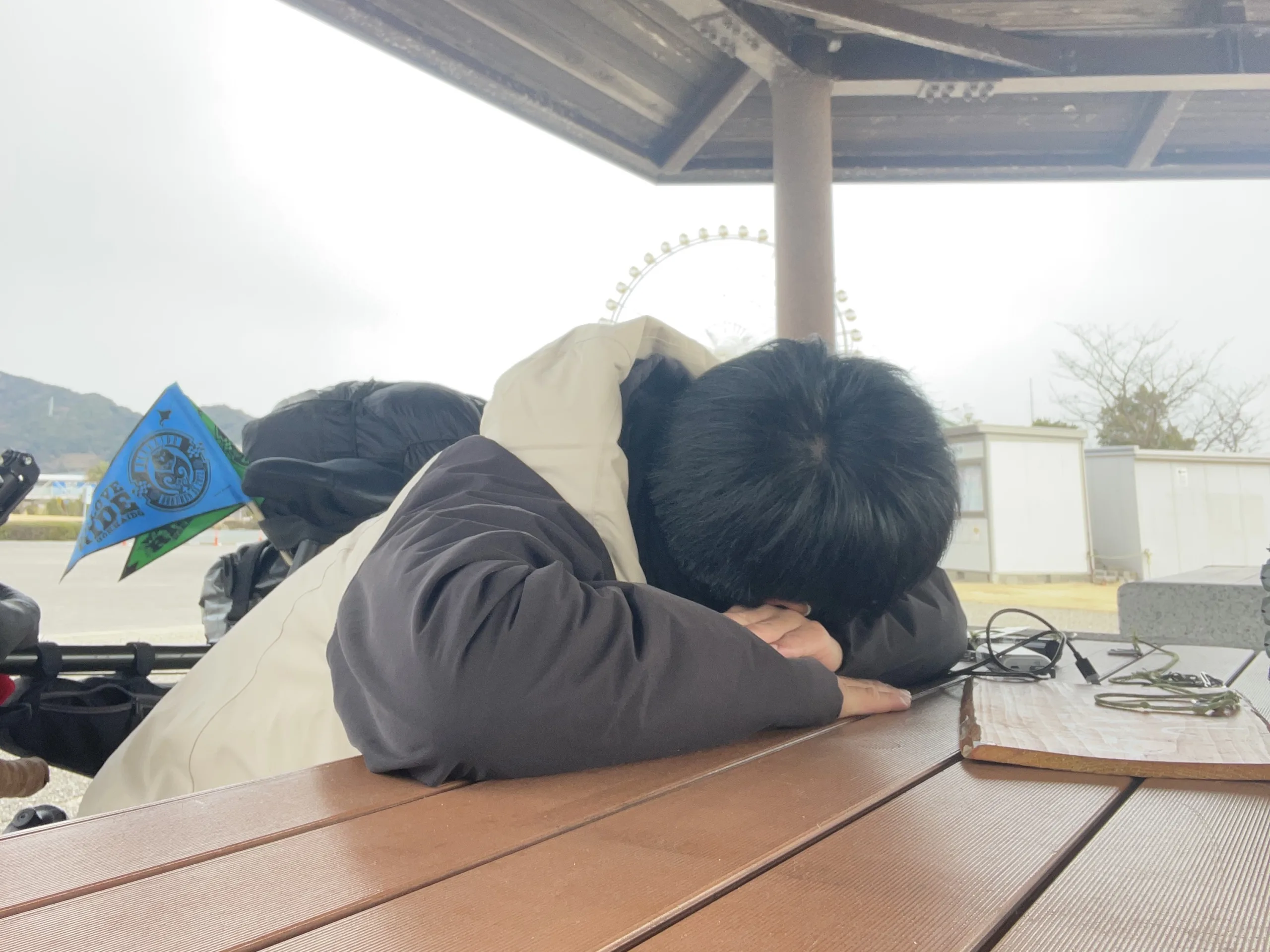 大塚海浜緑地のベンチで昼寝