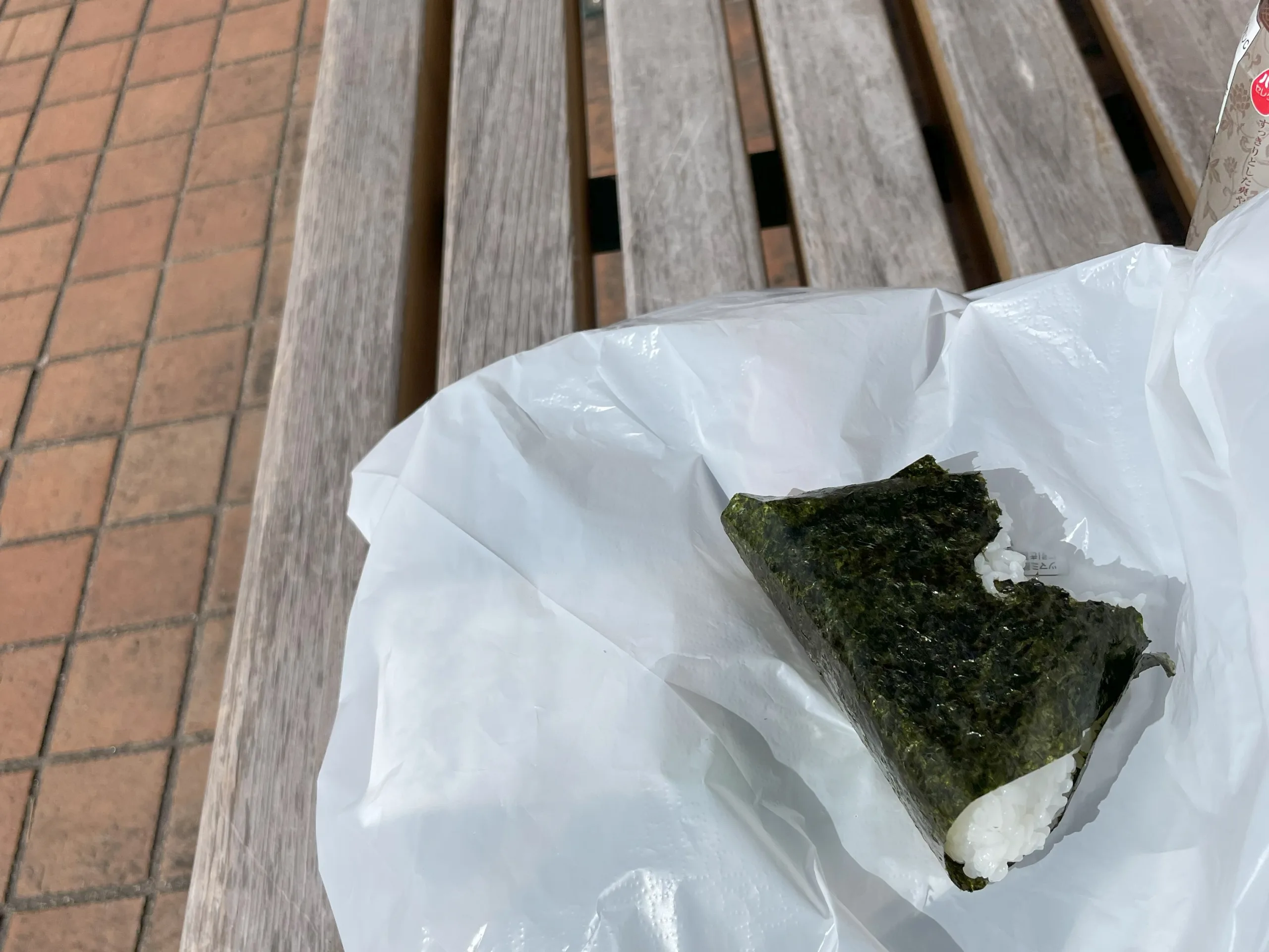 春日池公園で食べたおにぎり