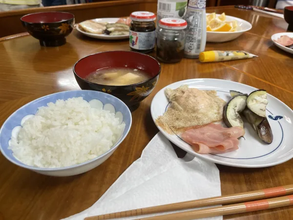 ヨットでいただいた朝ごはん