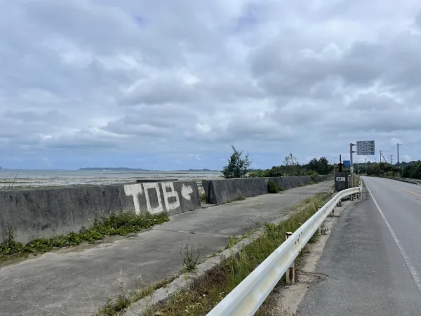 海中道路近くの道