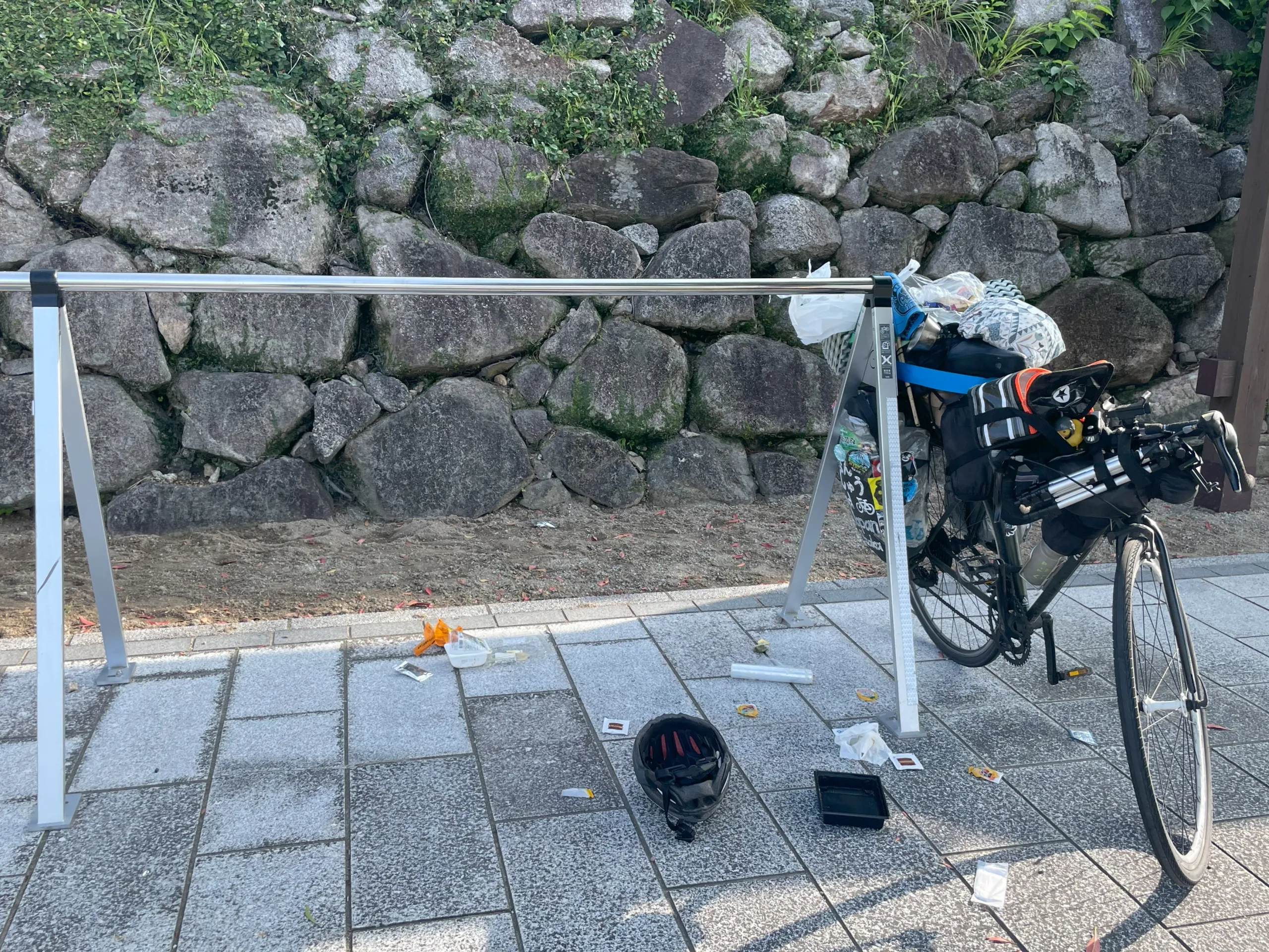 唐津城に止めた自転車