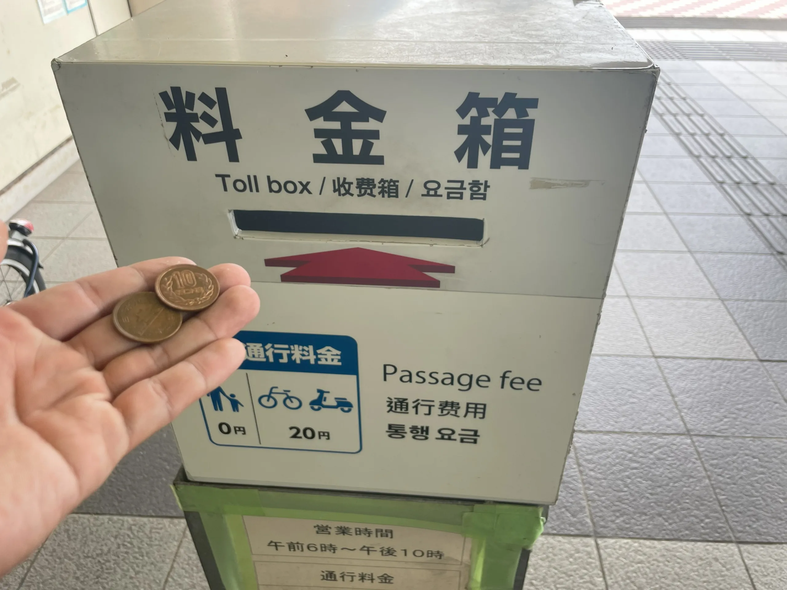 関門トンネル人道の料金箱